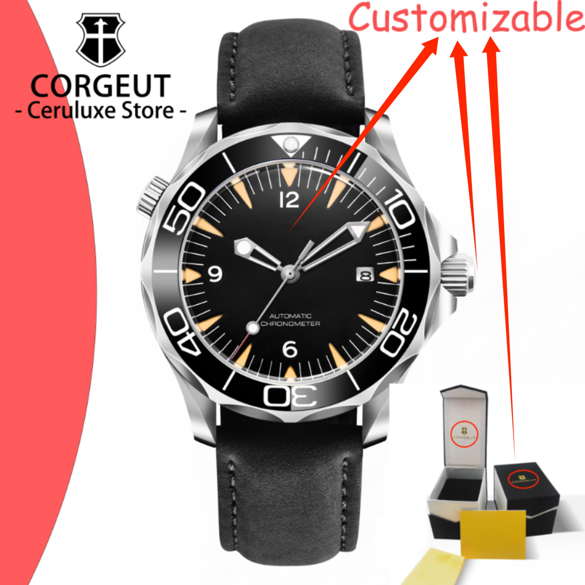 CUSTOM Logo Sapphire Glass Aut - đánh giá và giá Stainless Bracelet Diver